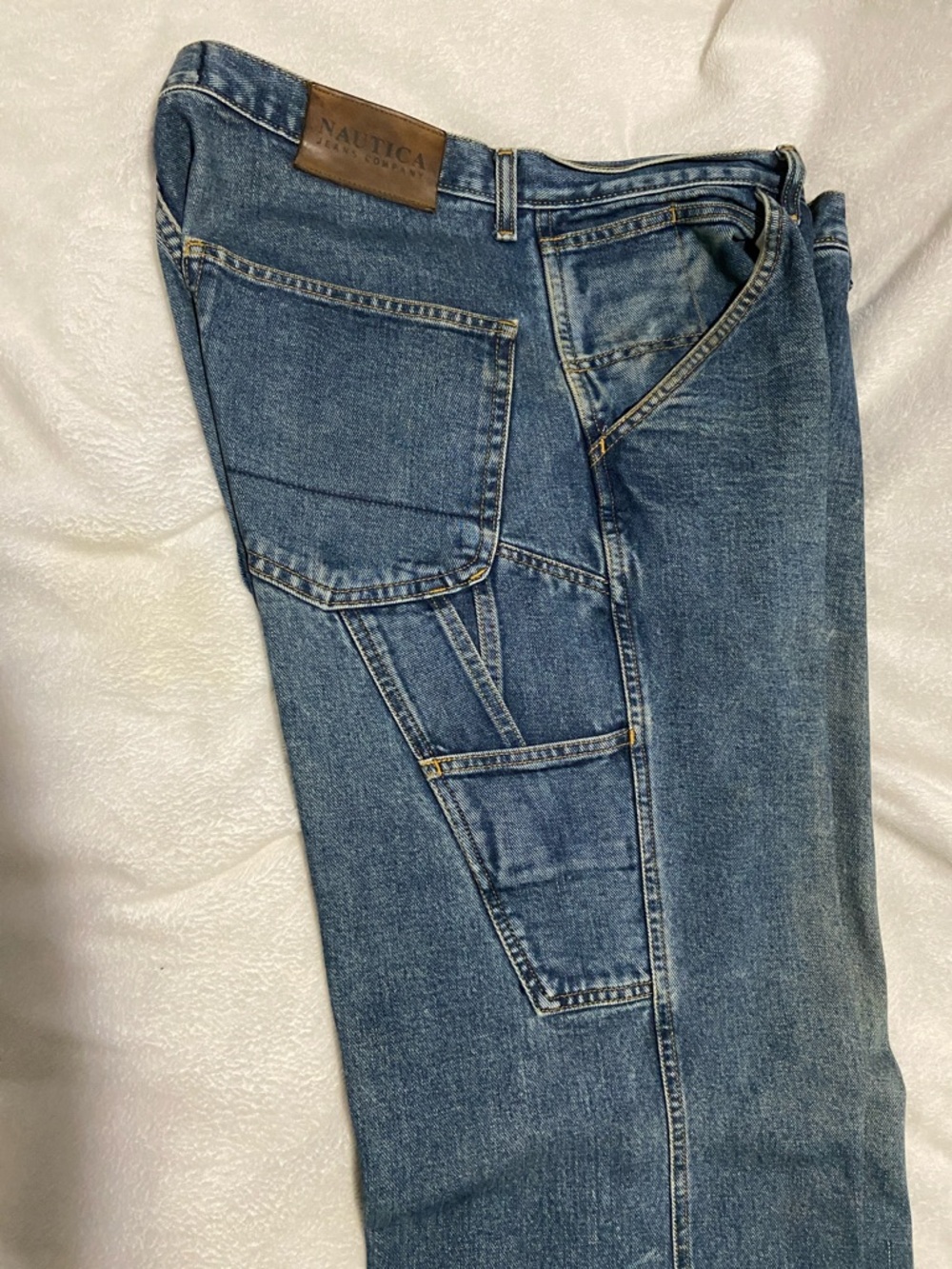 Nautica Men’s Washed Blue Relaxed Carpenter Jeans